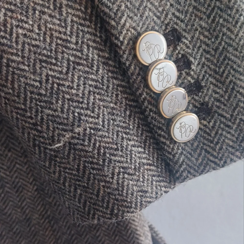 New BANANA REPUBLIC Herringbone Captain's Blazer - 8 Tall - Picture 8 of 9